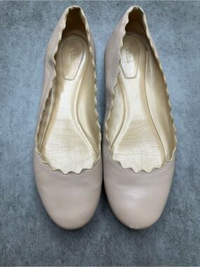 Chloé Scalloped Ballet Flats – Light Pink Leather – Size 38